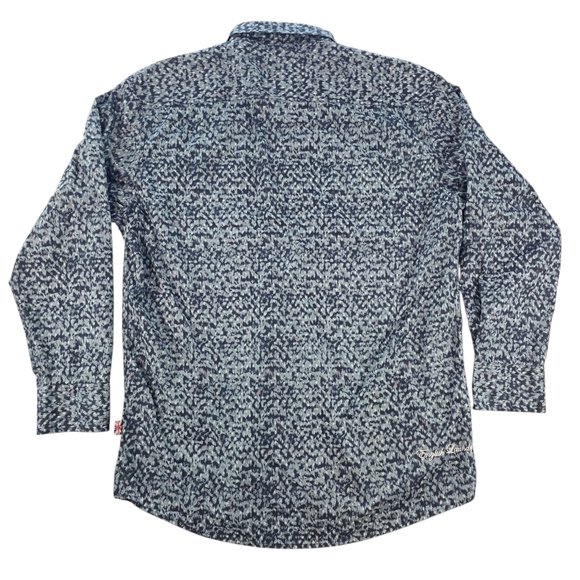 English Laundry Men’s Long Sleeve Shirt XL Geometric Microprint Navy Gray Button - Picture 5 of 8